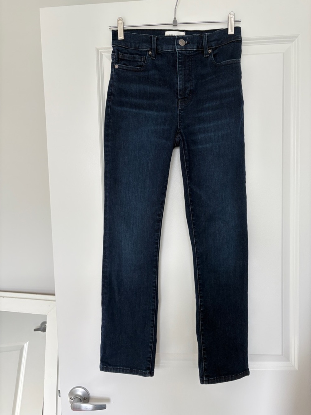 FRAME sz. 26 Women's Le High Straight Jeans Dark Wash cropped Stretch High-rise - Picture 2 of 10